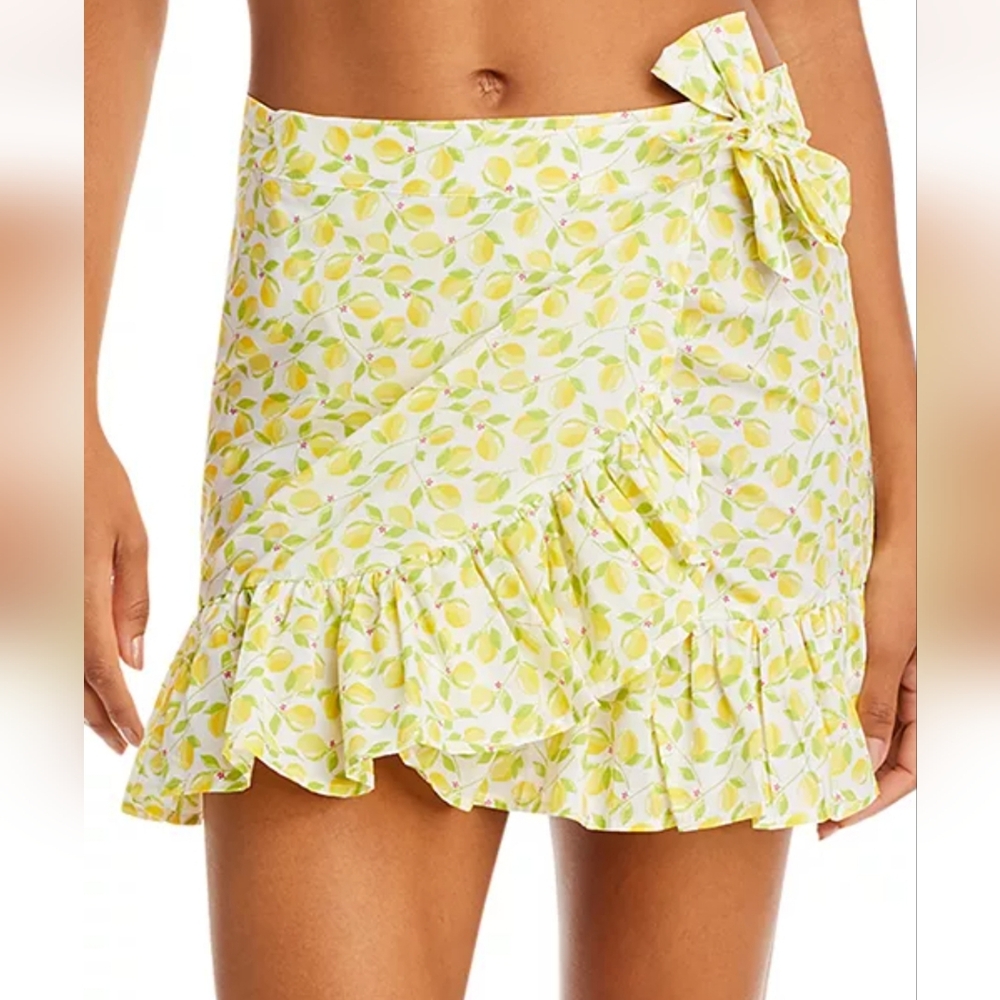 SOLID & STRIPED Corey Lemon Print Wrap Skirt SIZE L